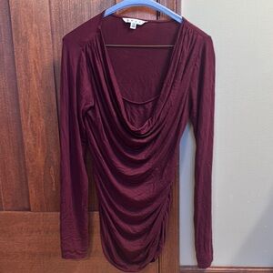 CAbi Rich Burgundy Drape Blouse